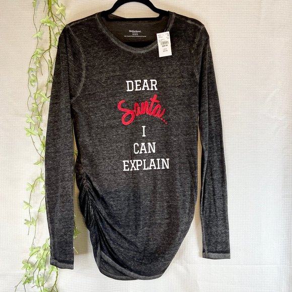 Motherhood Maternity Holiday Long Sleeve T-Shirt Gray Small - Picture 3 of 8